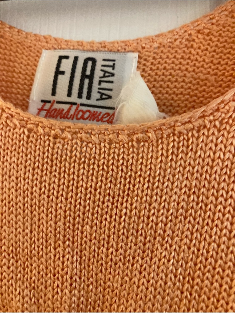 Vintage Fia Italia large Sleeveless Scoop Neck Knit Tank - orange